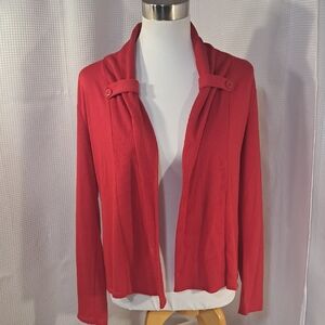 Dressbarn Red Blazer Open Front Lightweight